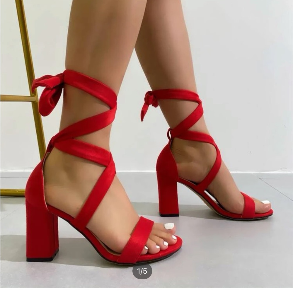 red velvet tie heels